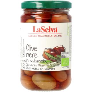 Oliven schwarz mit Steinen, 310g Glas