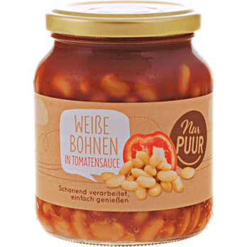 Weiße Bohnen in Tomatensauce, 370ml Glas